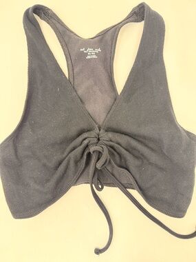 Urban Outfitters Black Ribbed Scrunch Front Crop Top